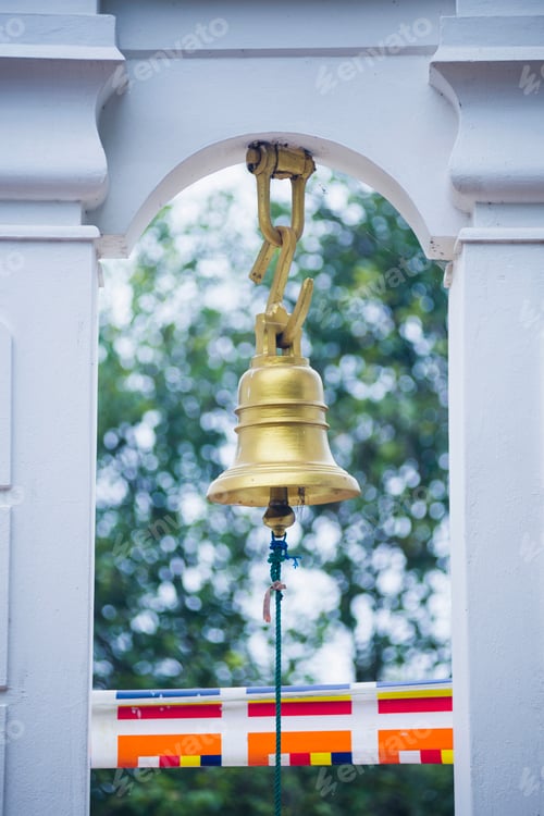 Preview: Sacred City of Anuradhapura, prayer bell at Sri Maha Bodhi in the Mahavihara (The Great Monastery),