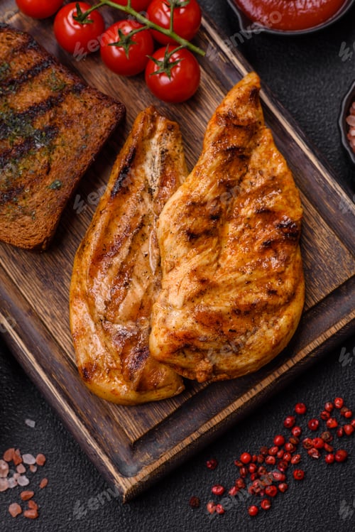 Preview: Delicious fresh grilled chicken fillet with spices and herbs