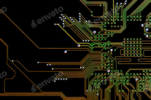 Preview: Background with a printed circuit board. The concept of modern technologies.
