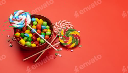 Preview: Candy sweets and copy space for your greetings