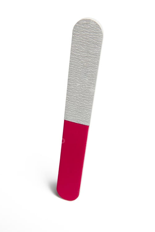 Preview: Nail file and polish isolated on white. Manicure set. Cosmetics