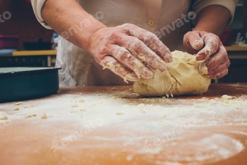 Preview: Making homemade bread. Retro colors