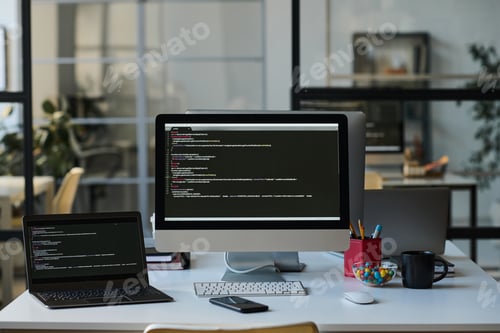 Preview: Workplace with computers with codes