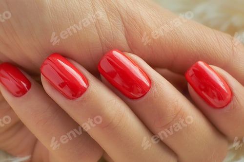 Preview: perfect red manicure. nail and hand care in the salon