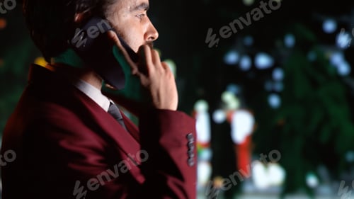 Preview: Man answers phone call on night walk