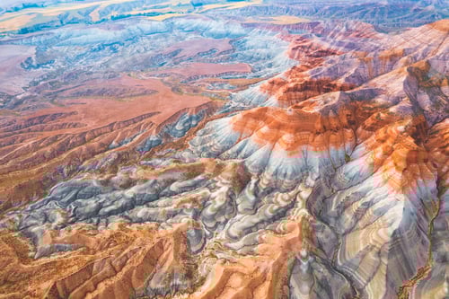 Preview: Colorful sand dunes of Ankara from aerial view.