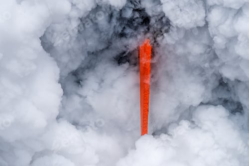 Preview: Lava tube flowing into ocean in Hawaii at dawn
