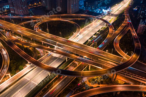 Preview: Bird's-eye view of the night view of Wuhan Guanggu Avenue overpass