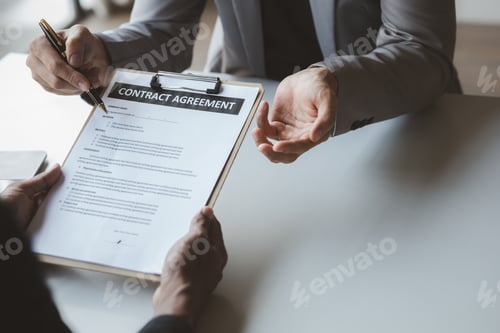 Preview: Rental company employee is calculating the cost for the customer to agree to sign a rental contract