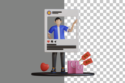 Preview: Boy Endorsing on Social Media 3D Illustration