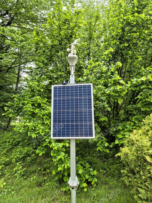 Preview: Solar battery for the operation of lighting in the park. Eco friendly, renewable resources concept.