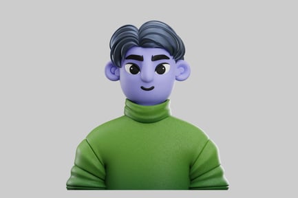 Preview: Cartoon character with green turtleneck