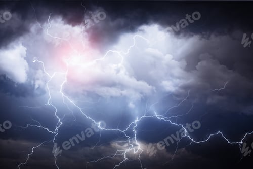 Preview: A dark cloudy sky with thunder lightning