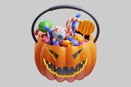 Preview: Pumpkin with candy and skull figurine