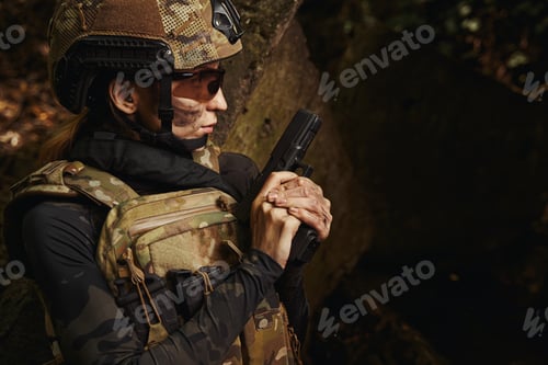 Preview: Soldier resting after special operation in wood