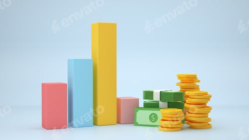 Preview: Financial data chart on blue background 3d render