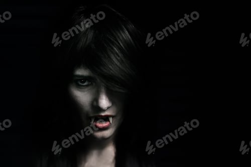 Preview: Halloween Vampire Beautiful Woman over black