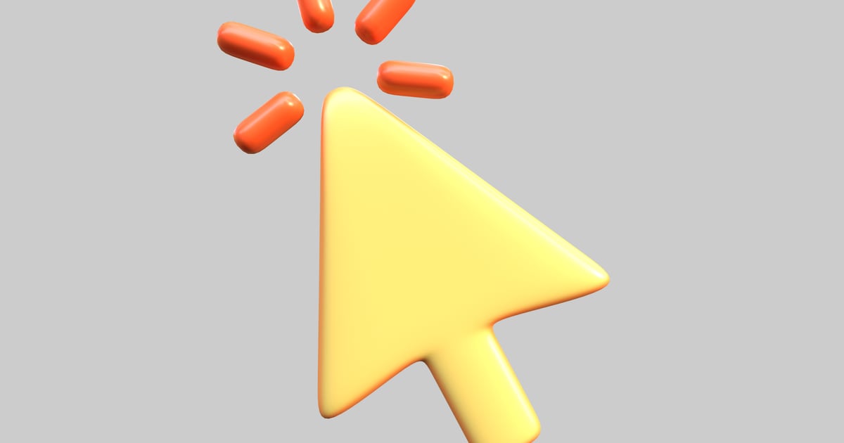 Computer mouse cursor with orange ovals 3D, Incl. burst & explosion ...