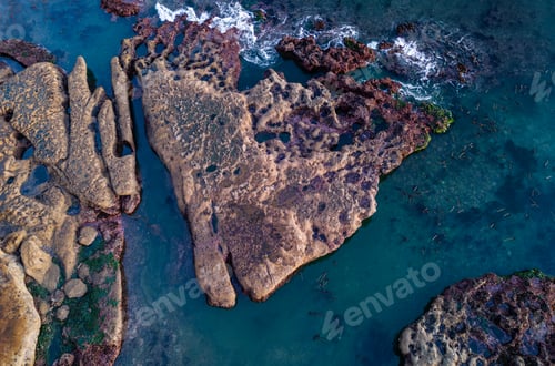 Preview: Aerial View of Rocky Coastline on Vancouver Island's West Coast in Canada