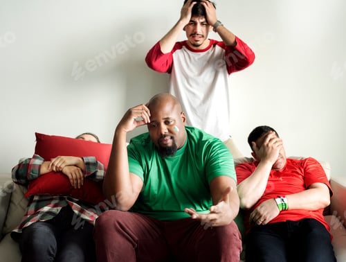 Preview: Friends cheering world cup with painted flag