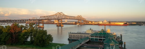 Preview: The Horace Wilkinson Bridge cantilever design carrying Interstate over the river