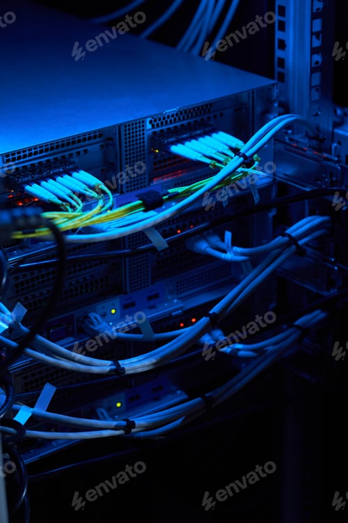 Preview: Illuminated Server Rack with Vibrant Network Cables