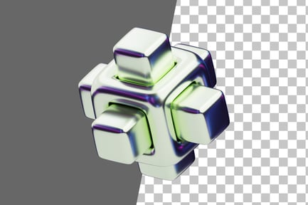 Preview: Chromatic Abstract Metallic Cube Nexus 3D Icon