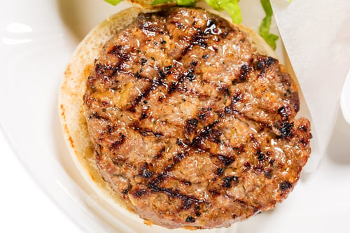 Preview: Grilled beef burger closeup.