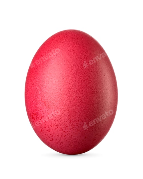 Preview: Red dyed Easter egg isolated on a white background.