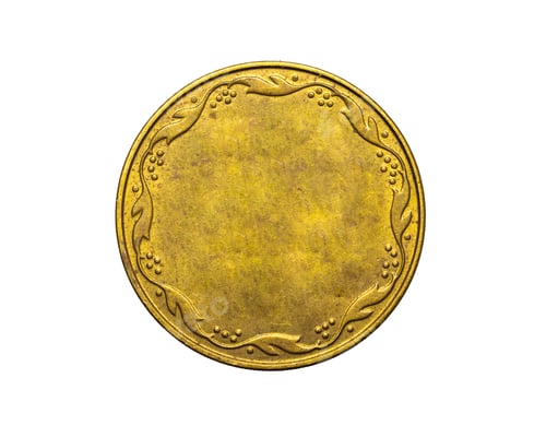 Preview: old empty gold coin on white isolated background