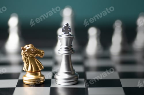Preview: Idea strategy and confidential competition business concept, King chess pieces on board