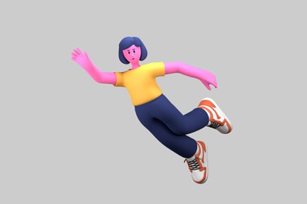 Preview: Cartoon girl leaping pose