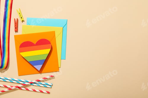 Preview: LGBT parade concept, free love symbol on light background.