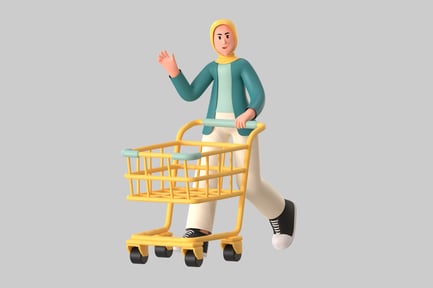 Preview: Hijabi Woman Shopping Cart