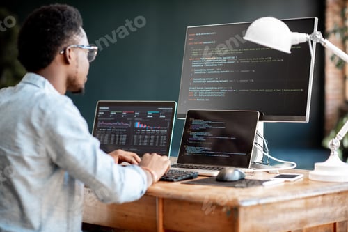 Preview: Programmer working with program code