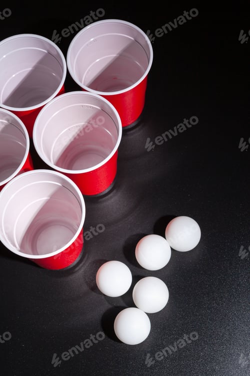 Preview: Beer pong college game on black background