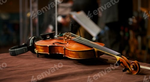 Preview: Violin in Music Studio with Headphones
