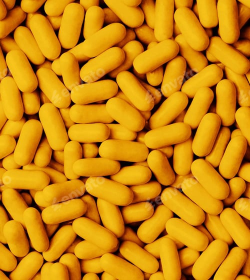 Vista previa: closeup of orange Tic Tacs scattered
