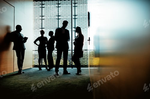 Preview: Silhouettes of Business People in modern office interior