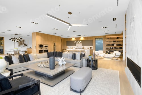 Preview: Modern interior design of a living room in a stylish home.