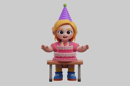 Preview: Party girl with birthday cake