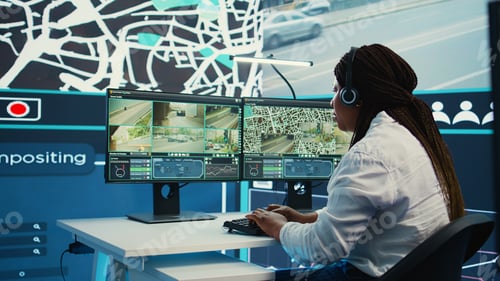 Preview: African american employee tracking orders on satellite navigation