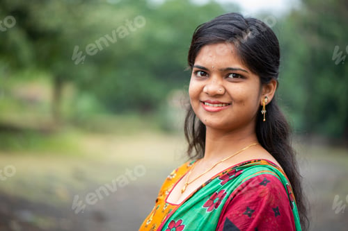 Preview: Portrait of Happy young beautiful Indian woman