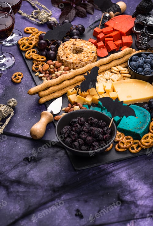 Preview: Halloween cheeseboard with blue and red cheese