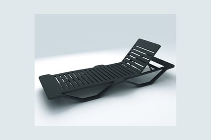 Preview: Black slatted lounge chair with curved backrest