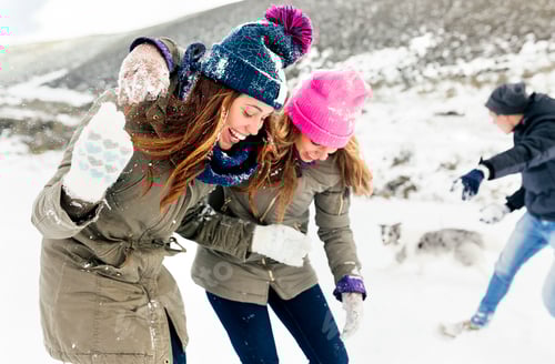 Preview: Friens having a snowball fight in the snow