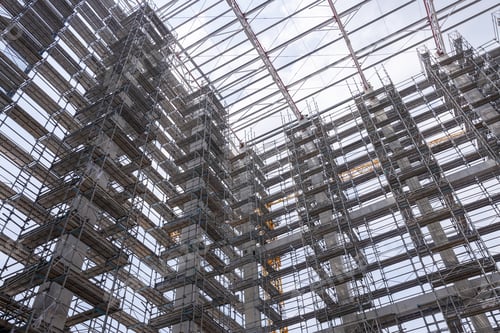 Preview: High scaffolding structure under construction beams