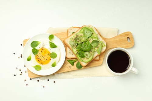 Preview: Concept of tasty breakfast, morning meal, top view