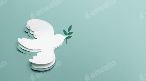 Preview: White dove Flying Olive Branch. Peace,New Beginnings of Hope. World International Peace Day