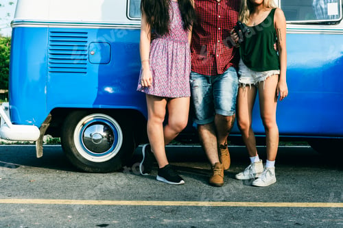Preview: Group of Diverse Friends Travel on Road Trip Together